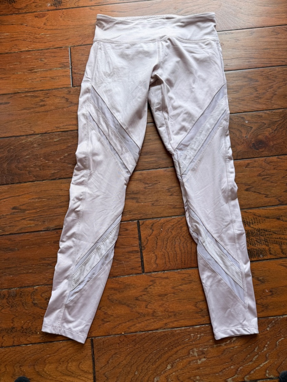 Light Pink Active Leggings with Mesh Panel Details